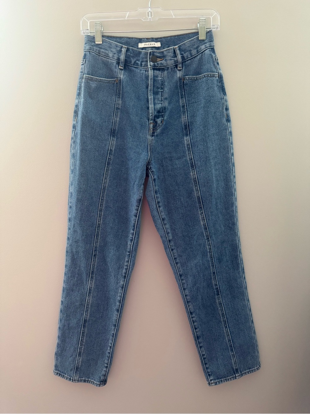 PacSun High-Rise Seamed Straight Blue Jeans